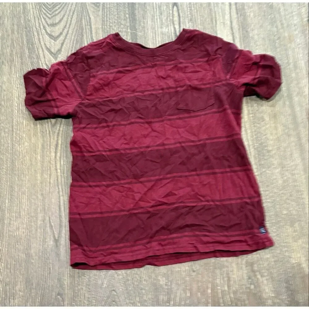 Gap Kids Boys Cotton T-Shirt Short Sleeve Chest Pockets Stripe Red Size L 10/12